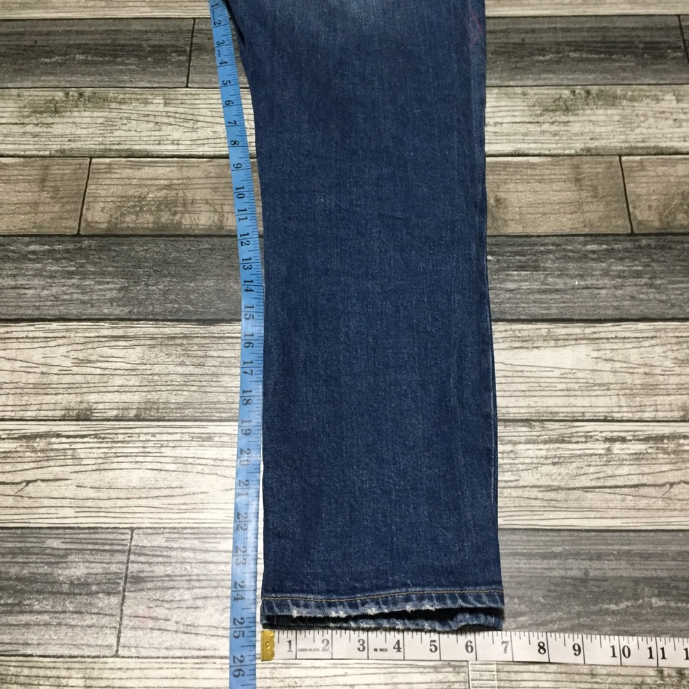 Alice + Olivia Blue High Rise Jeans with Colorful Embroidery - Picture 2 of 11